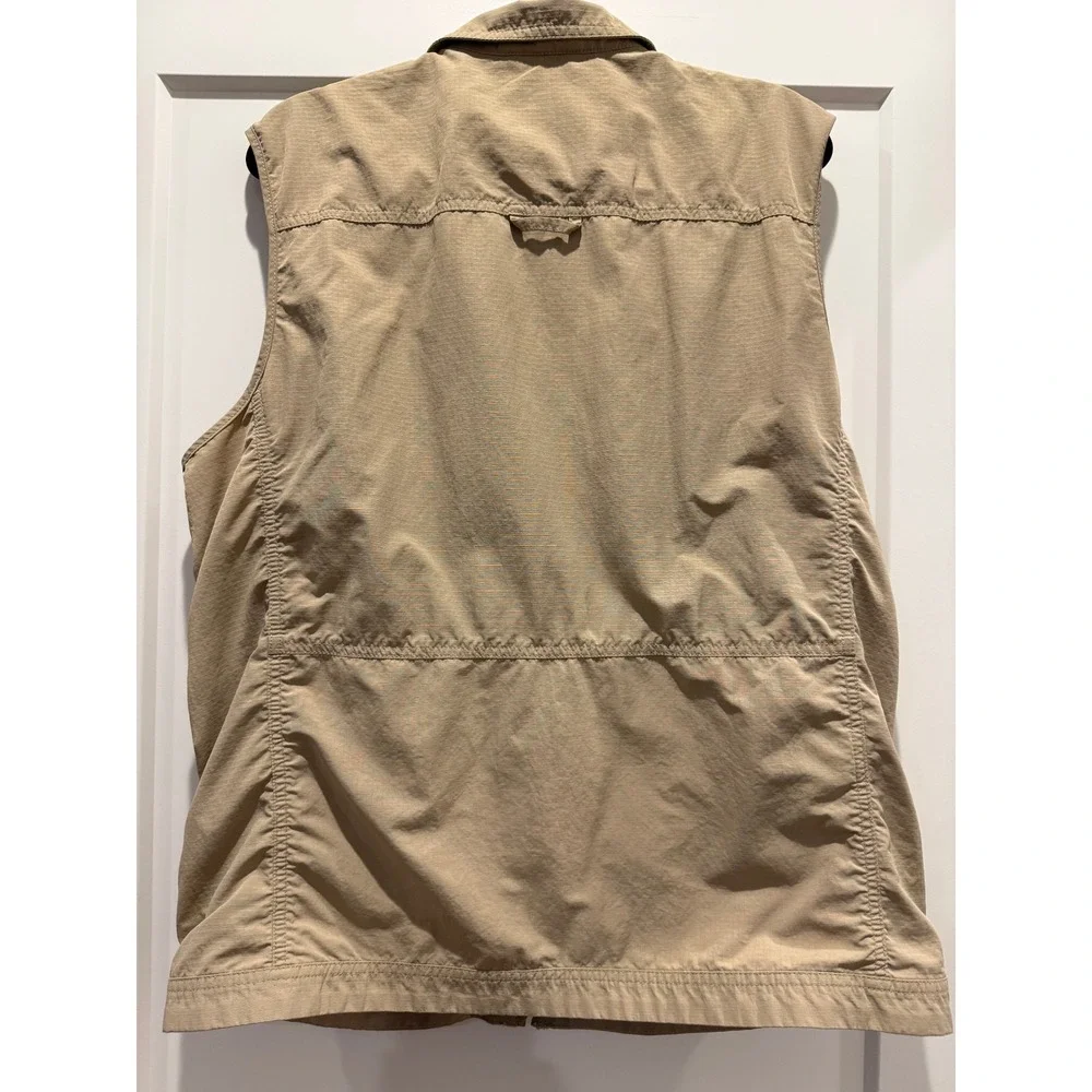 Eddie Bauer Travex Utility Fishing Vest Mens Large Khaki Travel Hiking Zip